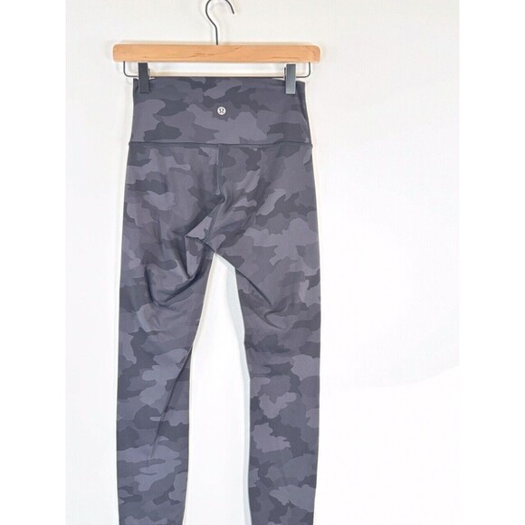 Lululemon Women Leggings Gray Wunder Under Crop Camo Pull On Stretch Yoga Size 4 - Picture 10 of 11